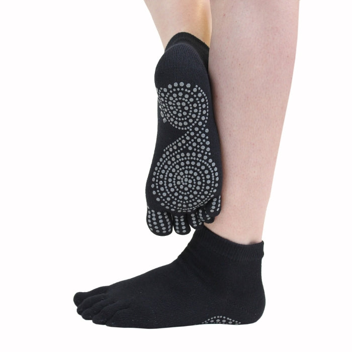 Anti-slip toe socks on Yoga and Pilates Sole Trainer - Black