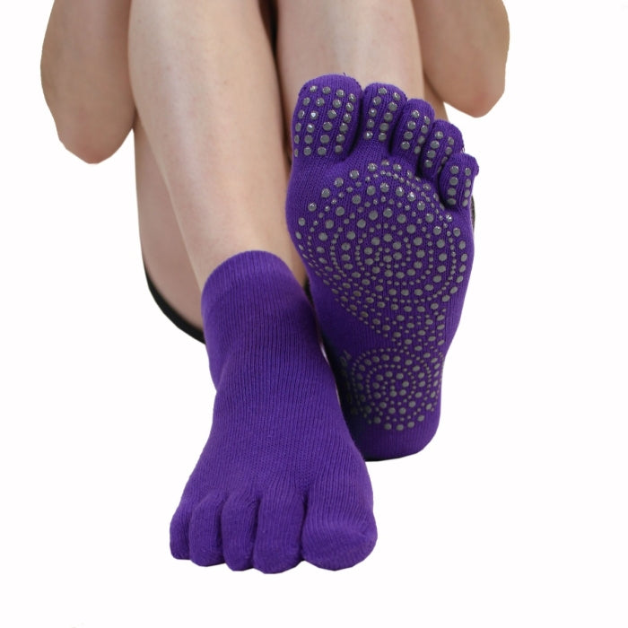 Anti-slip toe socks on Yoga and Pilates Sole Trainer - Purple