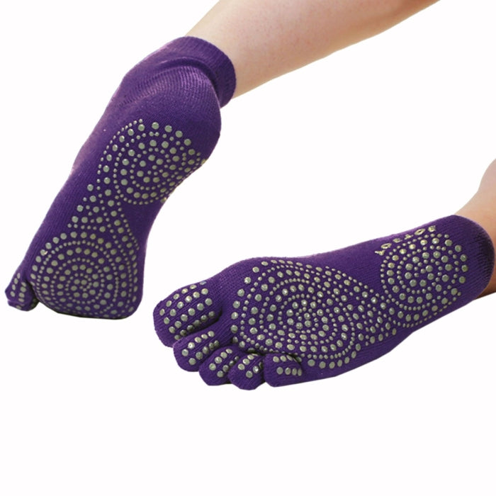 Anti-slip toe socks on Yoga and Pilates Sole Trainer - Purple